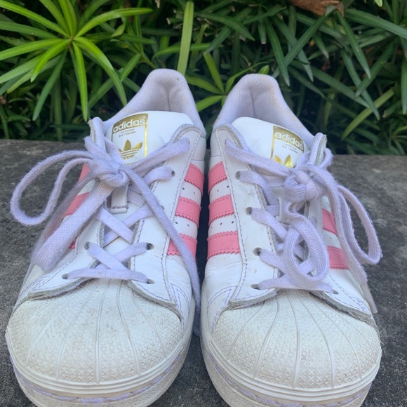 Adidas Pink Stripe Superstar Shoes - Picture 2 of 8